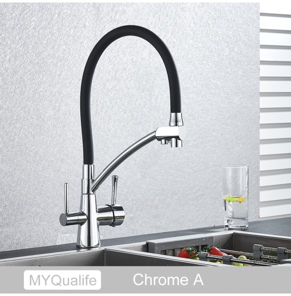 New Kitchen Sink Faucet Tap Pure Water Filter Mixer Crane Dual Handles Purification Kitchen Hot and Cold Faucet