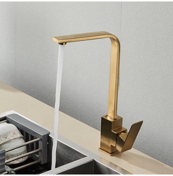 Black Square Kitchen Faucet Chorme/Gold Hot Cold Utility Kitchen Sink Tap 360 Degree Rotation Mixer Deck Mounted Water Taps