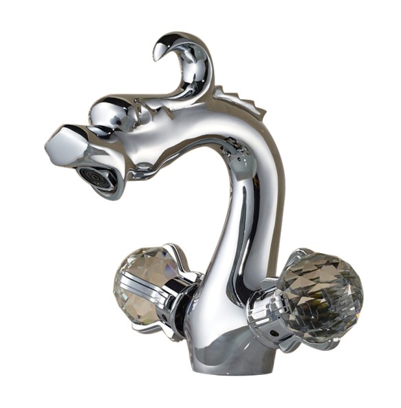 2024 New Dragon Basin Faucet Bathroom Vessel Sink Mixer Tap Deck Mounted Dual Crystal Handle Hot Cold Water Mixers