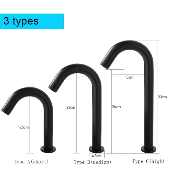 Black Sensor Faucet Bathroom Sink Deck Mount Hot And Cold Automatic Basin Faucet Battery Powered Water Saving Tap