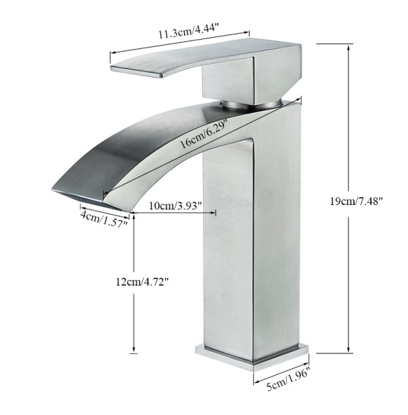 2024 New Waterfall Bathroom Faucet Stainless Steel Basin Sinks Mixer Tap Cold And Hot Water Tap Single Hole Bath Sink Faucets Crane