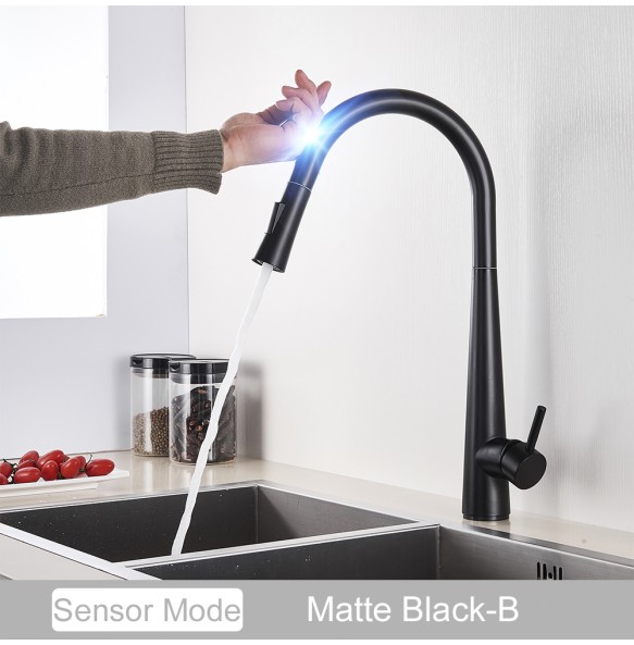 Pull Out Sensor Black Kitchen Faucet Sensitive Touch Control Faucet Mixer For Kitchen Touch Sensor Kitchen Mixer Tap