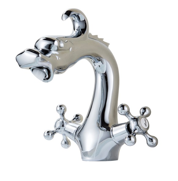 2024 New Dragon Basin Faucet Bathroom Vessel Sink Mixer Tap Deck Mounted Dual Crystal Handle Hot Cold Water Mixers