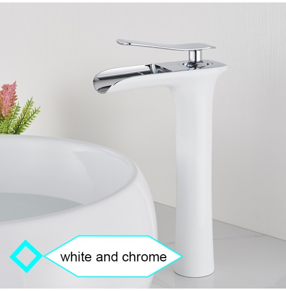 Luxurious Bathroom Basin Faucet Brass Deck Mounted White Mixer Taps Single Handle Hot Cold Water Mixer Tap