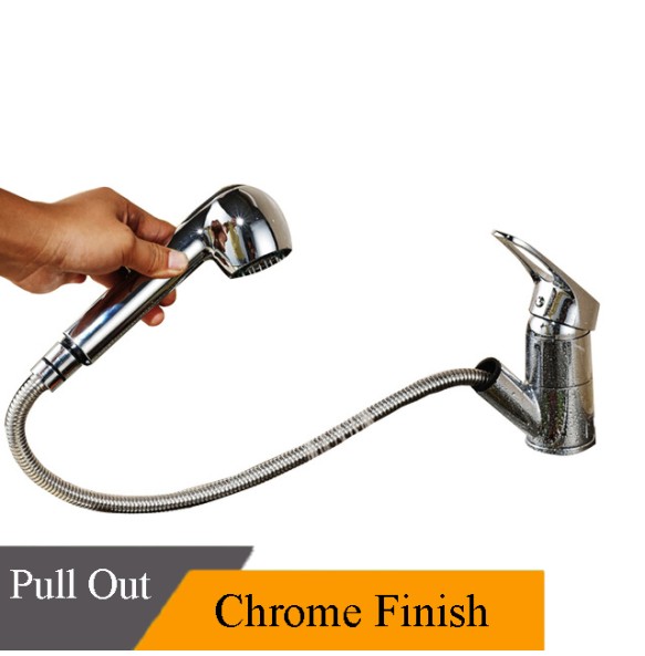 Pull Out Kitchen Sink Faucet Single Lever Kitchen Mixer Tap Brushed Nickel Sprayer Steam Spout Hot Cold Water Faucet for Kitchen