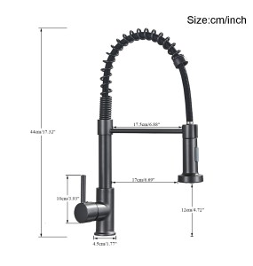 Silver Gray Kitchen Sink Faucet One Handle Spring Hot and Cold Water Tap Deck Mounted Bathroom Matte Black Kitchen Crane