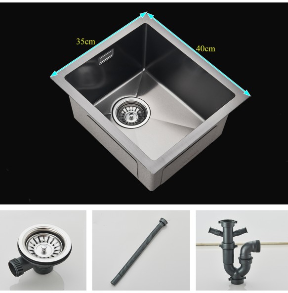 Gun Grey Kitchen Sink Large Single 304 Stainless Kitchens Accessories Oil and Scratch Resistant Sink