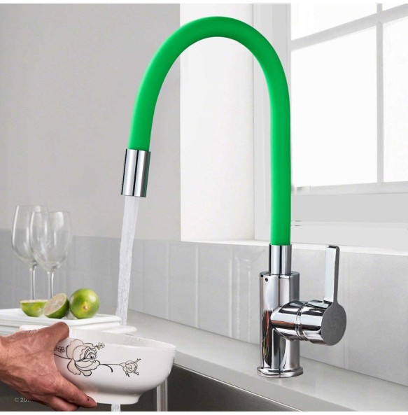 Orange Pipe Flexible Neck Kitchen Sink Faucet Chrome Universal pipe Hot Cold Kitchen Mixer Tap Deck Mounted Bathroom Kitchen Tap