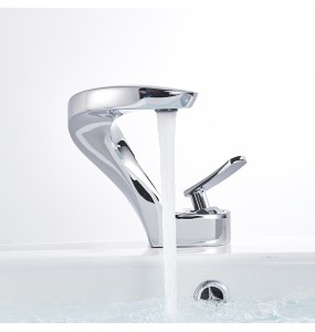 Bathroom Sink Mixer Faucet Single Lever Deck Mounted Brass Hot and Cold Basin Taps Brushed Nickel