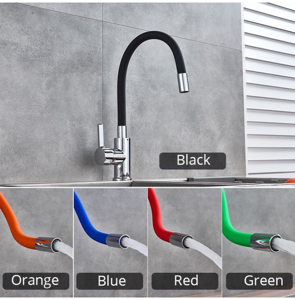 Orange Pipe Flexible Neck Kitchen Sink Faucet Chrome Universal pipe Hot Cold Kitchen Mixer Tap Deck Mounted Bathroom Kitchen Tap