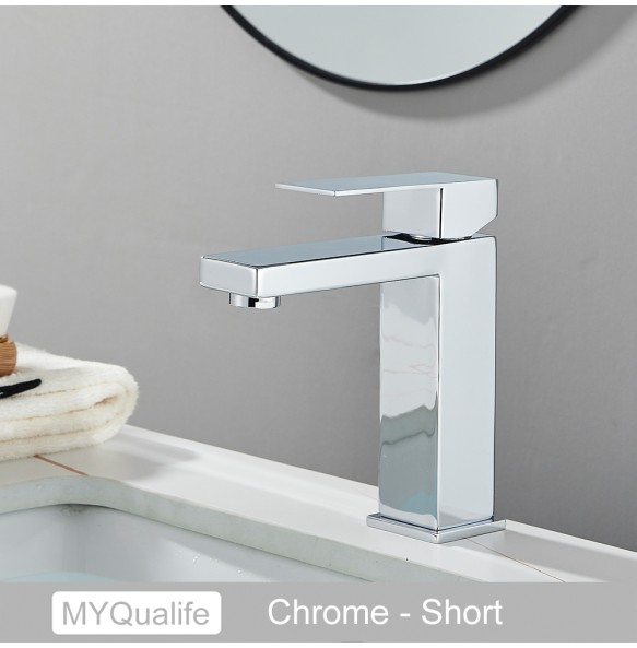 2024 New Black Square Basin Faucet Bathroom Washbasin Stainless Steel Tap Hot Cold Water Gold Tall Model Mixer Deck Mounted