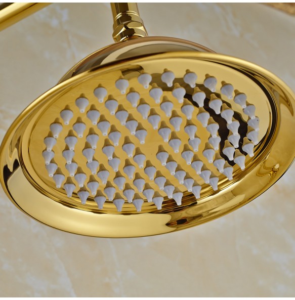 Gold Bathtub Shower Faucet Rainfall Brass 8 