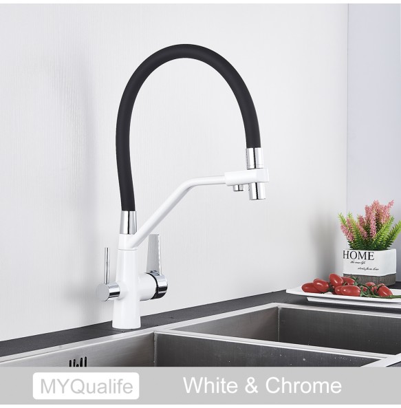 New Kitchen Sink Faucet Tap Pure Water Filter Mixer Crane Dual Handles Purification Kitchen Hot and Cold Faucet