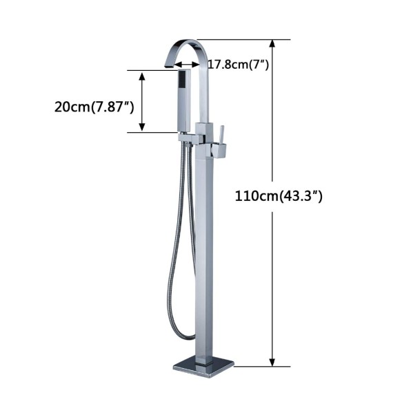 Brushed Nickel Bathtub Faucet Freestanding Bathroom Tub Faucet with Handshower Swive Spout Floor Mounted Bath Shower Mixer Tap