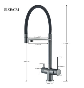 Gun Gray Filtered Kitchen Faucet Pure Water Pull Out Brass Sink Faucet Dual Handle Hot&Cold Drinking Water Purified Mixer Taps