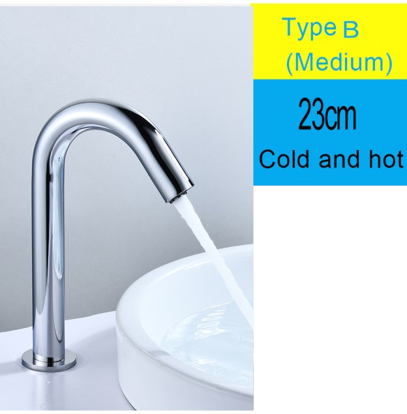 Black Sensor Faucet Bathroom Sink Deck Mount Hot And Cold Automatic Basin Faucet Battery Powered Water Saving Tap