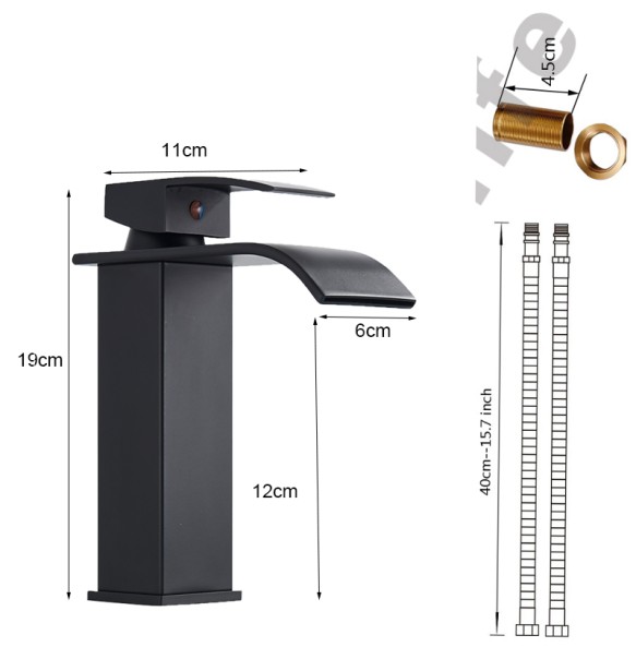 2024 New Black Waterfall Bathroom Faucet Basin Vanity Vessel Sinks Mixer Tap Cold And Hot Water Tap Single Hole Bath Sink Faucets Crane