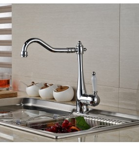 Kitchen Sink Faucet One Hole Swivel Spout  Deck Mounted Single Handle Hot and Cold Water Kitchen Mixers