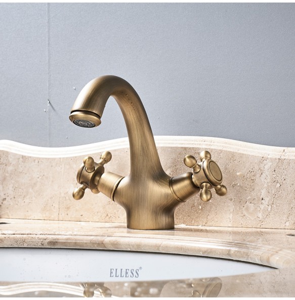 2024 New Basin Faucet Dual Handle  Single Hole Deck Mounted Brass Bathroom Vanity Sink Mixers Hot and Cold Tap