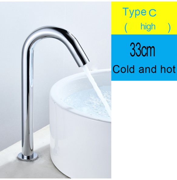 Black Sensor Faucet Bathroom Sink Deck Mount Hot And Cold Automatic Basin Faucet Battery Powered Water Saving Tap