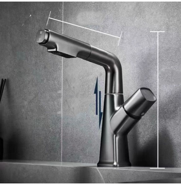 Chrome Basin Faucet Pull Out  Nozzle Adjustable Faucet Kitchen Mixer Crane Hot and Cold Taps