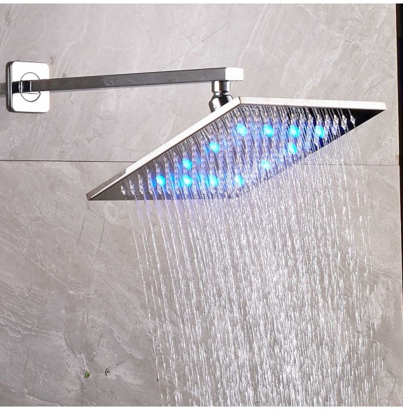 Wall Mounted LED Light Shower Faucet Set Single Handle Bathroom Chrome Shower Mixers 3-ways Concealed Box Mixer Valve