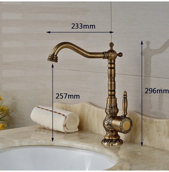 2024 New Home Decoration Bathroom Sink Mixer Faucet Crane Single Handle Water Tap Brass Antique Faucet Hot and Cold Water