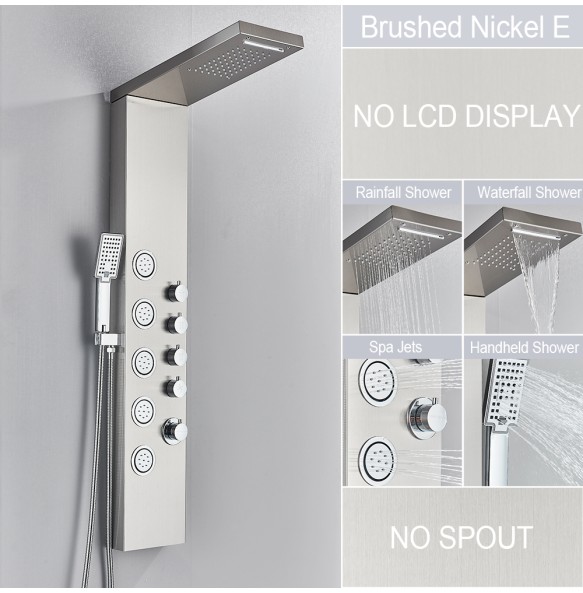 Shower Panel Waterfall Rain Shower Faucet Set SPA Massage Jet Bath Shower Column Temperature Display Mixer Tap Tower