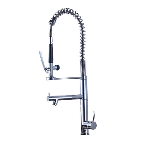 Sturdy Pre Rinse Spring Pull Down Kitchen Sink Faucet Single Handle with Sprayer Black Bronze  Pull Out Kitchen faucet