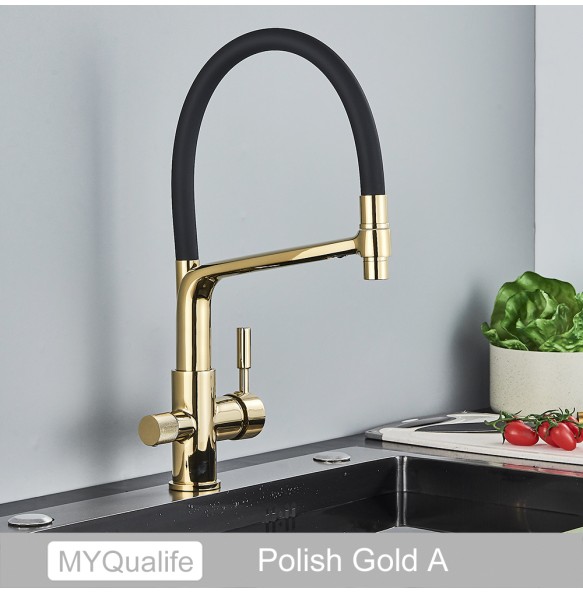 Matte Black Kitchen Sink Faucet Tap Pure Water Filter Mixer Crane Dual Handles Purification Kitchen Hot and Cold Water Tap