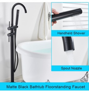 Floor Mounted Chrome Bath Tub Faucet Clawfoot Free Standing Bath Mixer Tap with Handshower Single Lever Bathtub Faucet