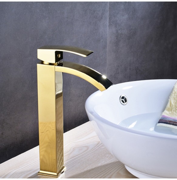 Promotion Brass Basin Faucet Tap Single Handle Countertop Bathroom Square Washing Basin Lavatory Sink Mixer Faucet