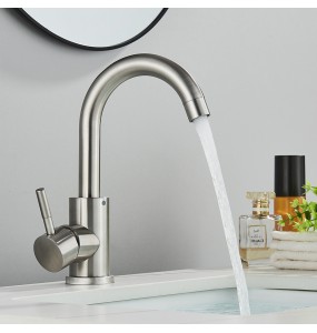 2024 New Matte Black Short Basin Brass Sink Faucet Bathroom Mixer Tap Single Handle Hot Cold Water Deck Mounted Vanity Sink Faucet