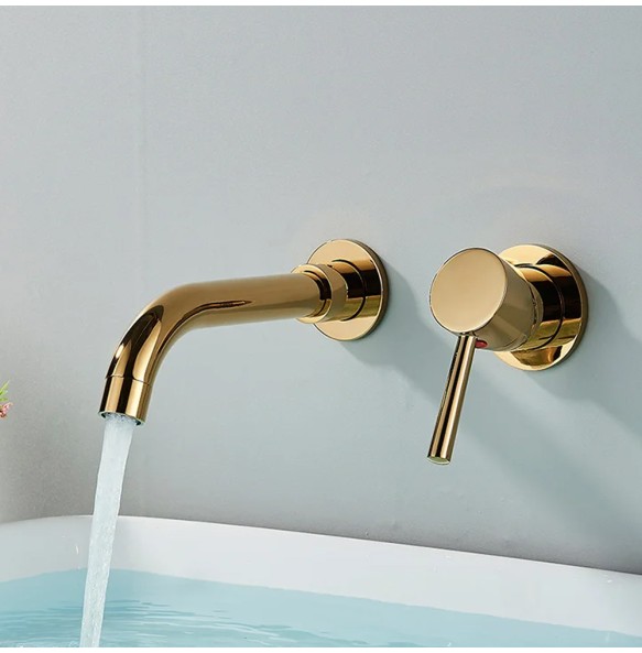 Wall Mounted Matte Black Bathroom Kitchen Faucet One Hole Cold Water Washing Tap Rotate  Spout Brass Vanity Sink Crane