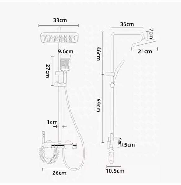 Grey Piano Digital Shower Set Intelligent Brass Bathroom Faucets Hot Cold Waterfall Tap Rainfall  Gun Grey Shower System