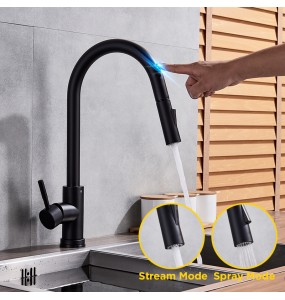 Pull Out Sensor Black Kitchen Faucet Sensitive Touch Control Faucet Mixer For Kitchen Touch Sensor Kitchen Mixer Tap