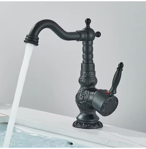 2024 New Home Decoration Bathroom Sink Mixer Faucet Crane Single Handle Water Tap Brass Antique Faucet Hot and Cold Water