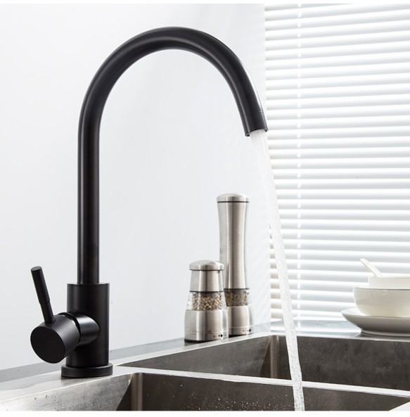 Stainless steel  Matte Kitchen Faucet  Deck  Sinks Faucet High Arch 360 Degree Swivel Cold Hot Mixer Water Tap