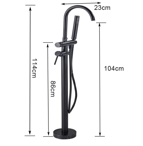 Floor Mounted Chrome Bath Tub Faucet Clawfoot Free Standing Bath Mixer Tap with Handshower Single Lever Bathtub Faucet