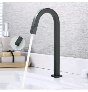 Matte Black Deck Mounted Bathroom Basin Faucet Single Cooled Faucet Bathroom Mixer Crane Single Cold Taps