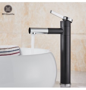 2024 New Chrome Black Basin Faucet Deck Mounted Swive Spout Bathroom Sink Mixer Single lever Hot Cold Water Tap One Hole Faucet