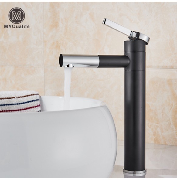 2024 New Chrome Black Basin Faucet Deck Mounted Swive Spout Bathroom Sink Mixer Single lever Hot Cold Water Tap One Hole Faucet