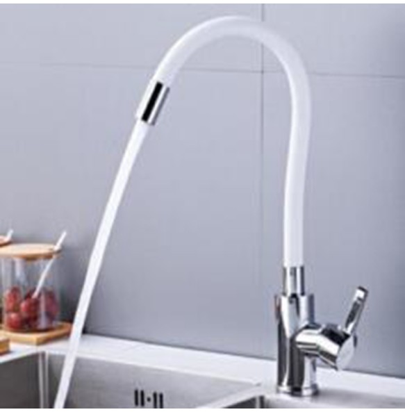 Orange Pipe Flexible Neck Kitchen Sink Faucet Chrome Universal pipe Hot Cold Kitchen Mixer Tap Deck Mounted Bathroom Kitchen Tap