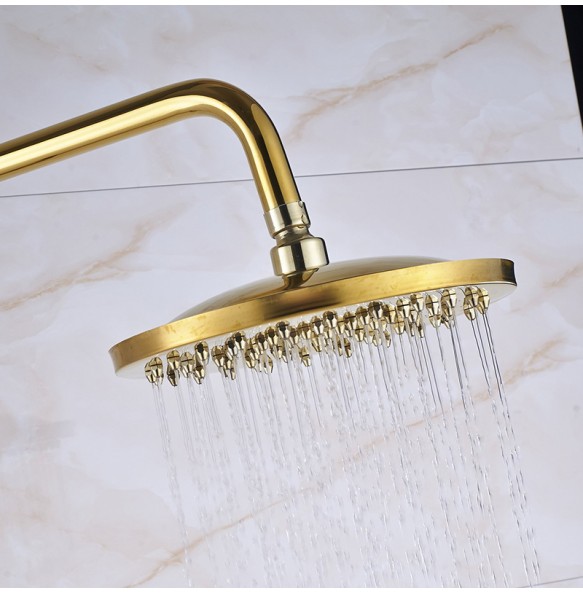 Gold Bathtub Shower Faucet Rainfall Brass 8 