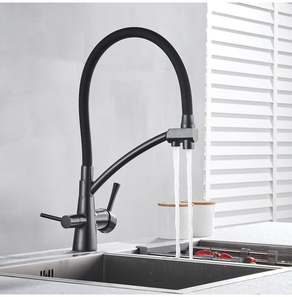 New Kitchen Sink Faucet Tap Pure Water Filter Mixer Crane Dual Handles Purification Kitchen Hot and Cold Faucet