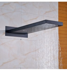 Bathroom Matte Black Shower Mixer Faucet Wall Mounted Rainfall Waterfall Shower Head Bath Shower Set Embedded Box Control Valve