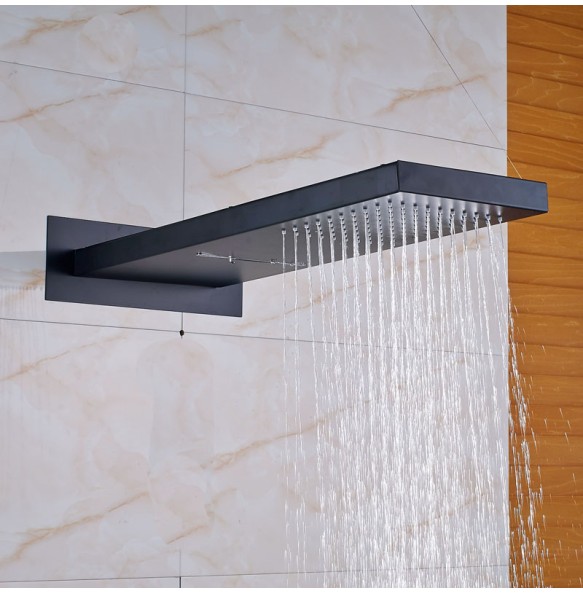 Bathroom Matte Black Shower Mixer Faucet Wall Mounted Rainfall Waterfall Shower Head Bath Shower Set Embedded Box Control Valve