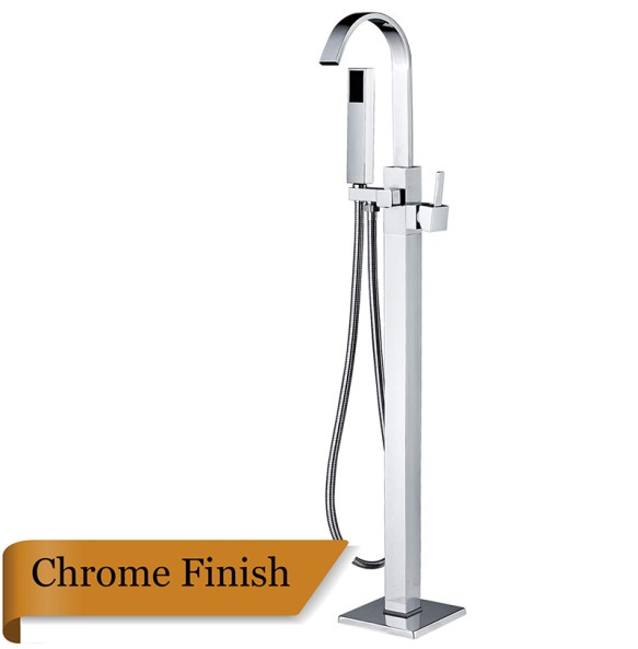 Brushed Nickel Bathtub Faucet Freestanding Bathroom Tub Faucet with Handshower Swive Spout Floor Mounted Bath Shower Mixer Tap