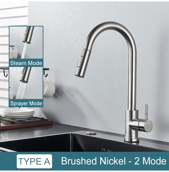 Black Kitchen Faucet Two Function Single Handle Pull Out Mixer  Hot and Cold Water Taps Deck Mounted