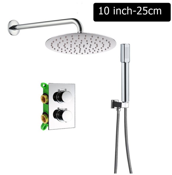 Chrome Thermostatic Shower Faucet Dual Handle Wall Mounted Shower Mixer Tap with Handshower Thermostatic Shower Mixer Valve